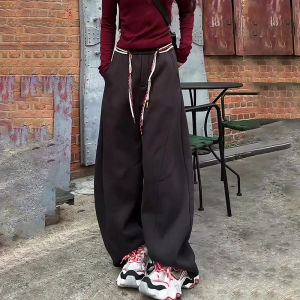 Fashionable Belted Loose Wide Leg Design Sensation Pants Women Autumn New Style 2025 High Waist Slimming Casual Pants