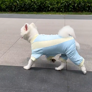 Áo liền quần cho Chó Mèo bằng vải thun lạnh 4 chiều kèm khoen móc dây dắt - Love pets shop