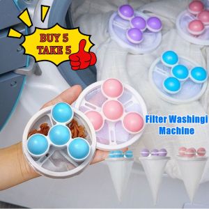 【BUY 5 TAKE 5】10pcs Portable Washing Machine Hair Removal Catcher Filter Mesh Cleaning Balls Bag Laundry Accessories Washing Machine Hair Filter Cleaning Mesh Bag Floating Pet Hair Lint Mesh Remo Portable Lightweight Magical Washing Machine Hair Removal