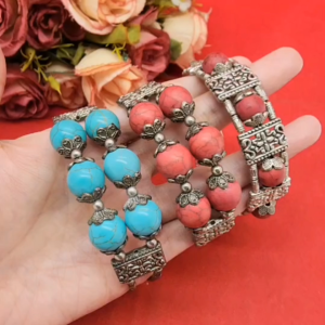 กําไลลายแฟชั่น หินเทอร์ควอยซ์ ตะขอก้ามปู เส้นผ่านศูนย์กลาง 5.5-6.5 ซม. งานแฟชั่น ใส่ในชีวิตประจำวันได้ พร้อมส่ง