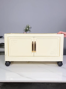 AyosBay 35-80cm Foldable Stackable Storage Cabinet Large Plastic With Wheel Heavy-Duty Durabox Cabinet Organizer