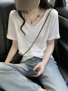 JIAOZAO | Áo Thun Chữ V Mỏng Cotton Tre