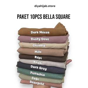 PAKET JILBAB BELLA SQUARE 10 PCS/PAKET USAHA HIJAB SEGIEMPAT BELLA SQUARE