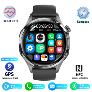 Smart Watch 5 Pro GPS NFC Smartwatch Men 360*360 AMOLED Screen Heart Rate Monitor Bluetooth Call IP67 Waterproof Men Smartwatch