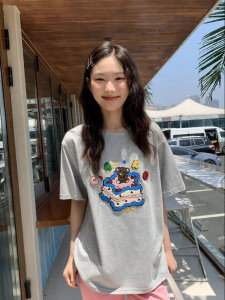 NIHAOKANONG | Áo Thun Cotton Hình Gấu Slim