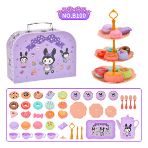 44 Pcs The little girl pretends to play with a Portable gift box tea party set tea set cookies cake game food Princess