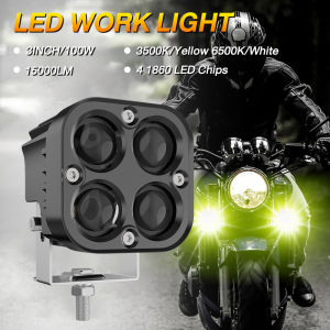 Mini Driving Light White+Yellow Universal High Quality 100W LED Work Light Fog Lamp for Motor Car
