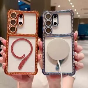 Ốp Điện Thoại Samsung S26/S25/S24/S23/S22 Ultra Trong Suốt Bảo Vệ Camera Toàn Diện Đính Đá Lấp Lánh Hình Đuôi Mèo Hỗ Trợ MagSafe