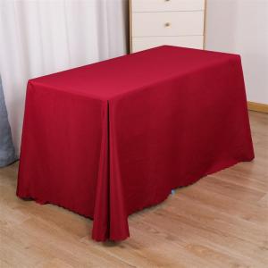 Wedding Event Trade Show Meeting Engagement Long Table Rectangular Red White Polyester Tablecloth