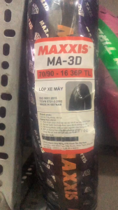 Vỏ không ruột 70/90-16 chính hãng Maxxis gai 3D kim cương ( bánh trước xe Nouvo )