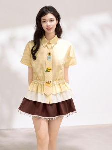 KEIKO | Ruffled Hem Tied Belt Blouse