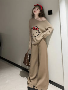 Casual Long Sleeve Knitted T-Shirt Womens Spring Autumn Fashion Shoulder Bared Loose Fit Elegant Style Commute Suitable