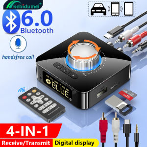Kebidumei Bluetooth 6.0 Audio Transmitter Receiver 3.5mm AUX RCA TF/U-Disk Jack Stereo Wireless Adapter LED Display IR Control TV Car Kit