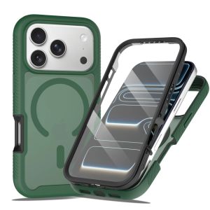 2 in 1 Heavy Duty Shockproof Phone Case For iPhone 17 Pro Max Air 17e 16e Magnetic Armor with PET Screen Protector Clear Cover
