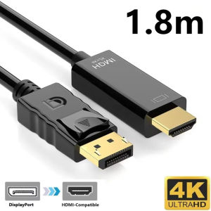 1.8M DP to HDMI Adapter Cable 4K 2K Ultra HD DisplayPort to HDMI Converter for PC Laptop TV Monitor Projector