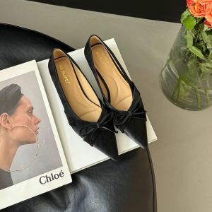 Elegant Pointed Toe Ballet Flat Shoes Womens Spring Autumn Gentle Low Cut Flats Korean Style Daily Wear Ultrafine Fiber