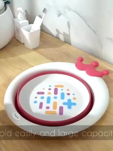 Cute Crown Design Cleaning Foldable Portable Basin for Baby