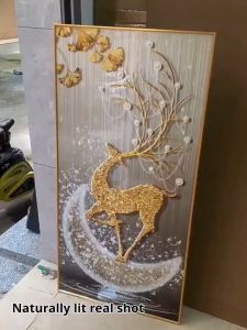 Modern minimalist light luxury crystal porcelain painting entrance decoration painting feather art painting