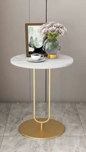 Kệ bàn góc Sofa phòng khách mặt đá tròn chân kim loại chữ Y BG-11 sang trọng hiện đại