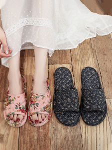 Couples Linen Fabric Indoor Slippers Quiet Home Slippers Female Style Korean Version Summer Autumn Season Youth Suitable
