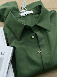 PAIBOLI | Long Sleeve French Style Pinched Waist Shirt Female Elegant Drape Concealed Placket