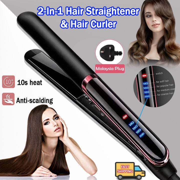 Hair Straightener Curler Hair Flat Iron Ceramic coating Fast Heating 4 ...