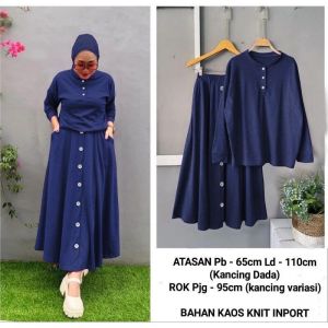Baju Wanita Terbaru HANUM SET WD Bahan RIP KNIT LD 110 CM PB 58 CM ROK 90 CM Stelan Baju Kekinian