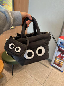 Cute Embroidered Big Eyes Single Shoulder Bag Handbag Bucket Mobile Phone Bag Drawstring Crossbody Bag Versatile Ladies Purse