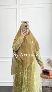Zahira1808 Brukat Tile Premium Lapis Furing Aruna 8 Syari Gamis Murah Trendi Baju Syari Muslim Wanita Ibu Terlaris Baju Pesta Dengan Khimar Jumbo