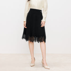 Koradior | Spring High Waist Lace Trimmed Elegant Half Skirt