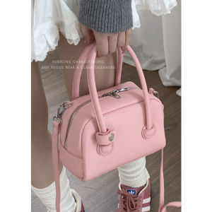 Fashionable Korean Ladies Handbag New 2024 Model Soft Surface Zipper Closure Pink Sakura Pattern Small Square Bag For Casual Use