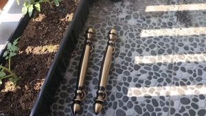 Handle Pintu Rumah Kuningan Motif Sawo 30cm 2pcs Handle Pintu Kuningan Antik Gagang Pintu