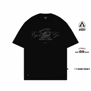 Aerostreet T Shirt Boxy Fit Stay Low Hitam Man  Kaos Tshirt FADAA