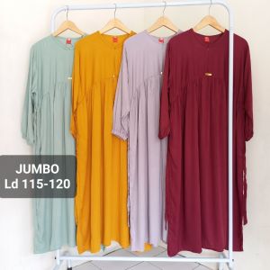 Dress bela Ld 115 - 120 jumbo bahan rayon twil uniqlo tebal lembut adem / gamis rayon wanita terbaru 2022 / dress wanita jumbo / gamis wanita jumbo melar tebal