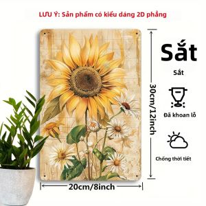 CIFbuy | Biển Hiệu Kim Loại Hoa Hướng Dương Hoa Cúc Cổ Điển 8x12 Inch Sắt Dẹt 2D Trang Trí Nhà Nông Thôn Dùng Trong Nhà Ngoài Trời Quà Tặng