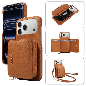 Crossbody PU Leather Phone Case for IPhone17 16 15 14 13 12 11pro Max Plus Mini Air 16e with Stand & Card Slots Wallet Cover