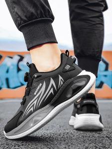 Warrior Mens Sport Shoes with Rotating Button Leather Upper Fleece Lined Basketball And Running Shoes for Students