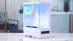 YGT Gaming PC Case With Screen Seaview Room Tempered Glass M-ATX/ITX Desktop Computer Case