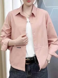 Womens Loose Casual Long Sleeve Cotton Linen Shirt Autumn New Style Korean Version Fashionable Top Outerwear