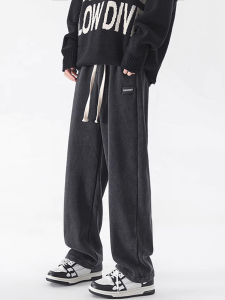 Quần Thể Thao Nam Ống Đứng Rộng Rãi Có Lót Lông Cừu Mùa Thu Đông Quần Dài Thể Thao Thường Ngày Thời Trang Rộng Rãi Thoải Mái