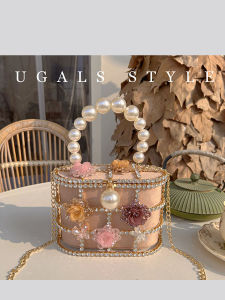 UGALS | Metal Shiny Camellia Flower Diamond Handbag