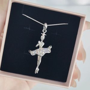SO SEOUL Ballerina Dancer Soubresaut Ballet Aurore Boreale Crystal Pendant Necklace-Gift for Girls