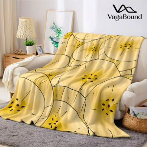 Watercolor Banana Slice Flannel Blanket Warm Soft Halloween Christmas Decorative Couch Warm Cozy All-Season Gift