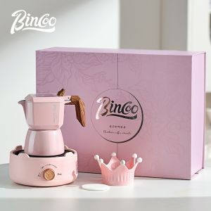 BINCOO Coffee Espresso Set Pink Double Valve Moka Pot Set Coffee Pot Powder Distributor Filter Set Birthday Gift Best Gift
