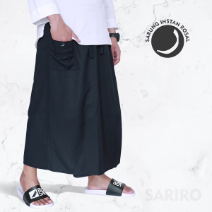 SARIRO ROSAL Sarung Instan Sholat Shalat Muslim Premium Pria Laki - Polos Katun Madinah dengan Kantong Infaq