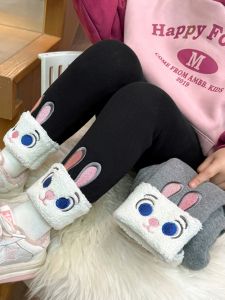 Quần Dài Cotton Ấm Áp Cho Bé Gái Mùa Đông Có Thêu Lót Lông Cừu Quần Dài Cotton Thoải Mái Cho Bé Gái Quần Dài Cotton Mùa Đông