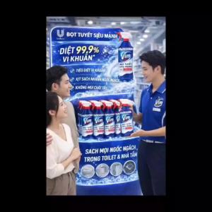 Nước chất tẩy bồn cầu Vim xanh bọt tuyết siêu mạnh OK181 giúp diệt khuẩn loại bỏ mảng bám ố vàng khử mùi hôi toilet vệ sinh nhà tắm 500ml