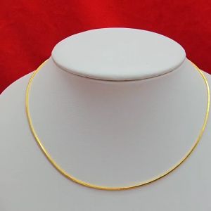 สร้อยคอทองลายกระดูกงูกลม ความยาว 15 นิ้ว  ใส่ในชีวิตประจำวันได้ ชุบทอง ทำจากทองเหลือง พร้อมส่ง