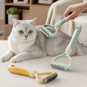Teekland Pet Deshedding Dog Brush For Shedding Cat Brushes For Indoor Cats Double Sided Cat Brush Deshedding & Grooming Tool For Long Haired And Short Haired Dogs Skin Friendly