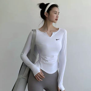 N1KE1 Slim Fit Long Sleeve Sports T-shirt for Women Moisture Absorbent Quick Drying Cool Feeling Elastic Ultra-light Breathable